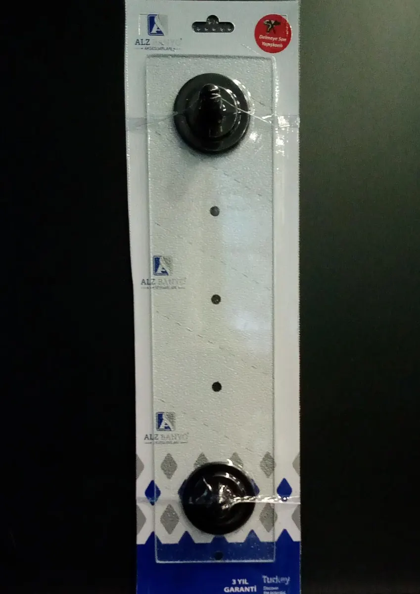 ALZ YAPIŞKANLI CAM ETEJER - ETAJER ( 40x10 cm ) - SİYAH STATİK BOYALI - VAKUMLU AMBALAJ ( YPS18 ) 2