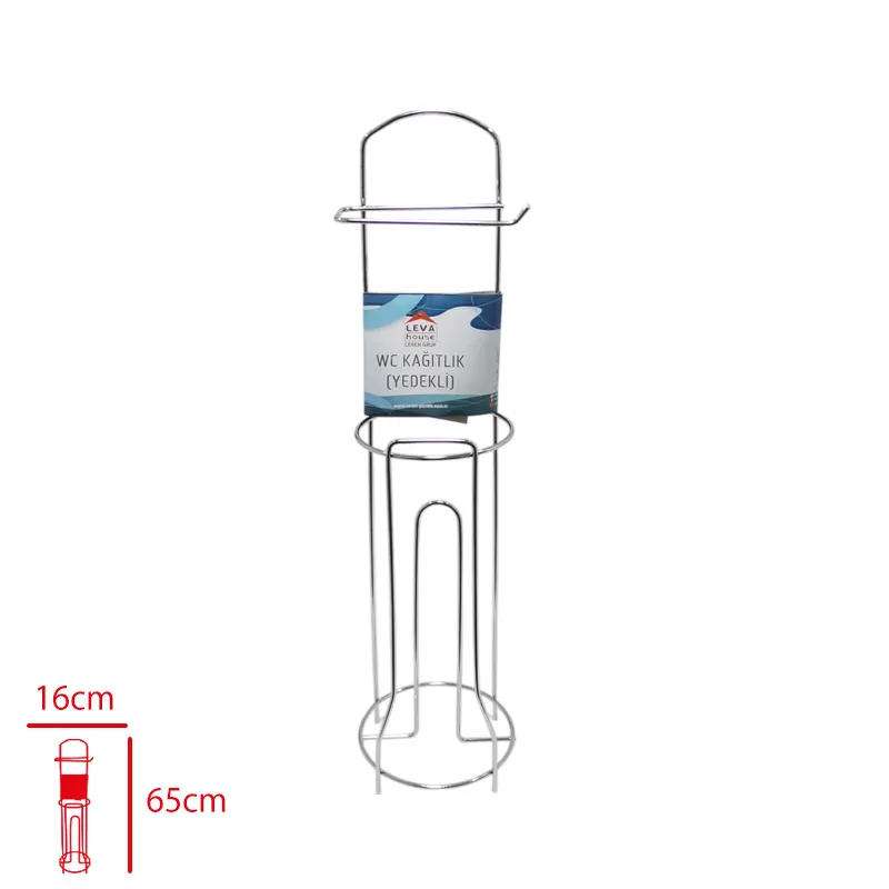 LEVA WC KAĞITLIK AYAKLI YEDEKLİ -16x64x15 cm - KROM