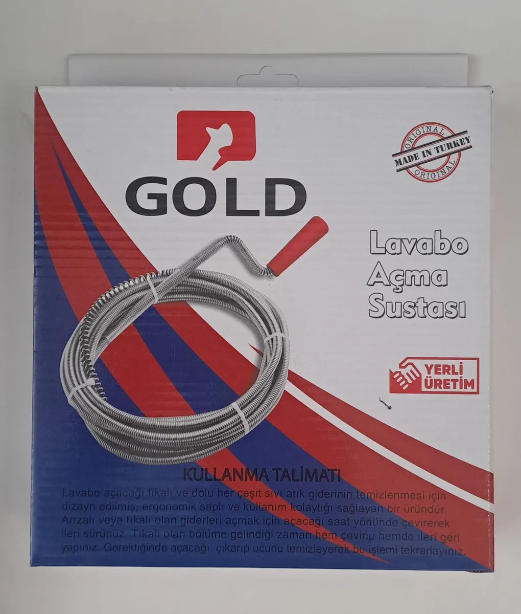 GOLD Lavabo VE Gider Boruları Açama Sustası - Kanal AÇMA 3 Metre