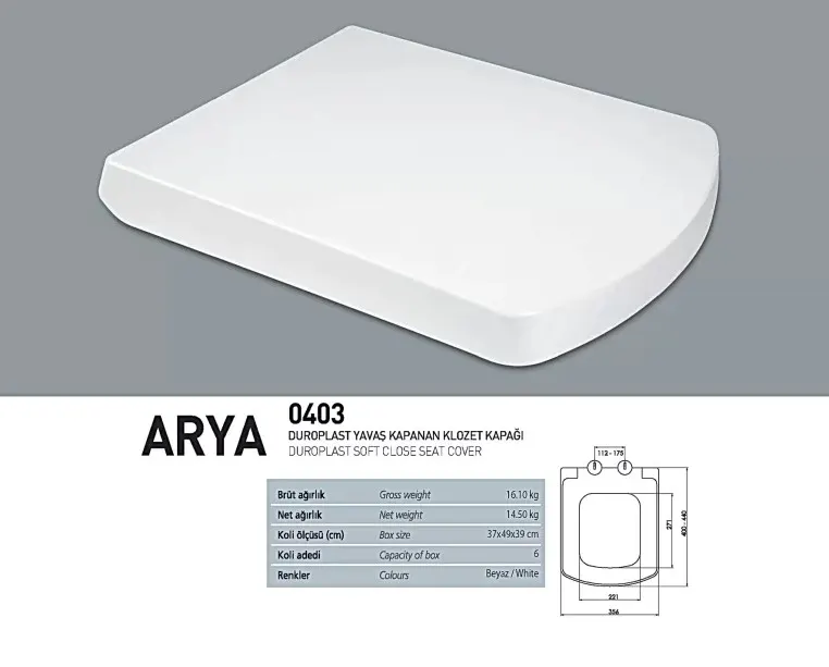 NKP ARYA Yavaş Kapanan Klozet Kapağı ( Duroplast ) 2