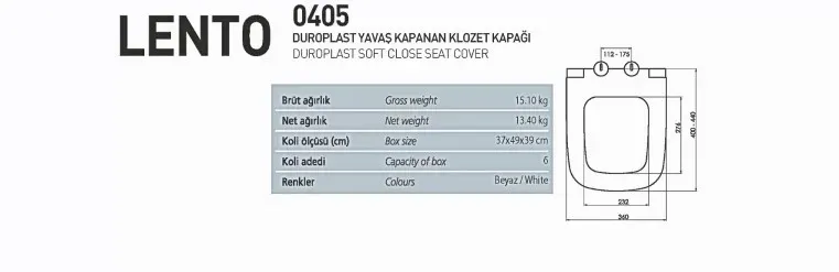 NKP Lento Yavaş Kapanan Klozet Kapağı ( Duroplast ) 2