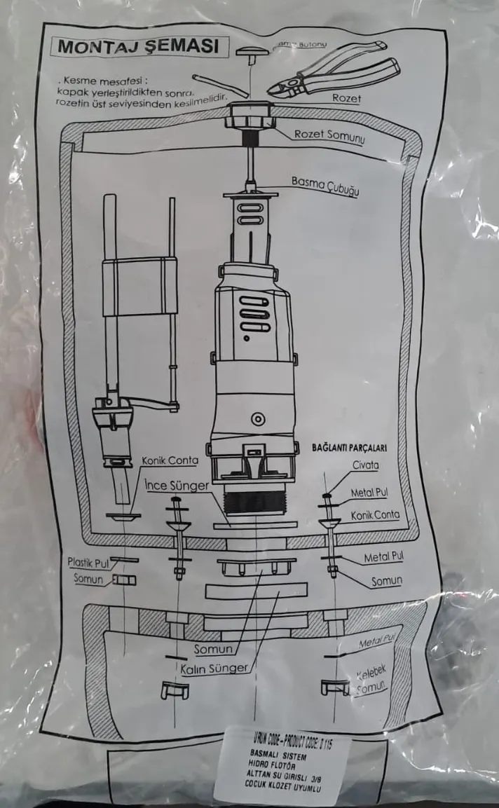Rezervuar İÇ Takım Basmalı ( NKP 0115/ÇOCUK Klozet Uyumlu ) 2
