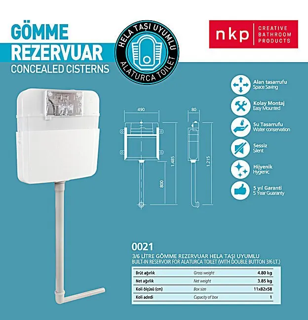 Gömme Rezervuar HELA TAŞI Uyumlu NKP 0021
