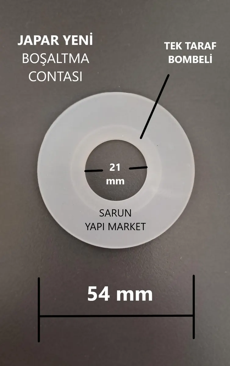 JAPAR - YENİ GÖMME REZERVUAR İÇ TAKIM CONTASI (DIŞ ÇAP 54mm / İÇ ÇAP 21mm ) TEK TARAF BOMBELİ 3