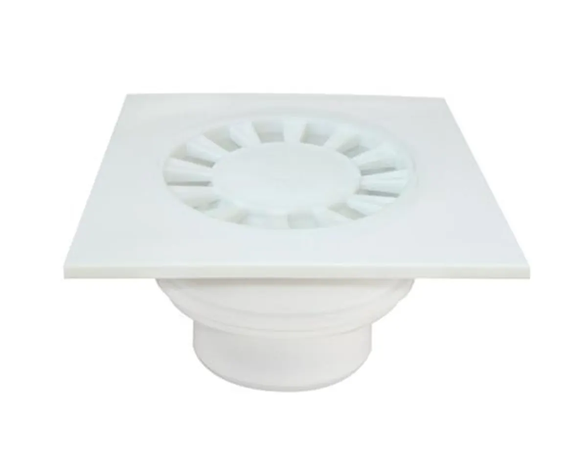 BEYAZ YER SÜZGECİ 15 x 15 cm - Ø 70 ALTTAN ÇIKIŞ YER SİFONU
