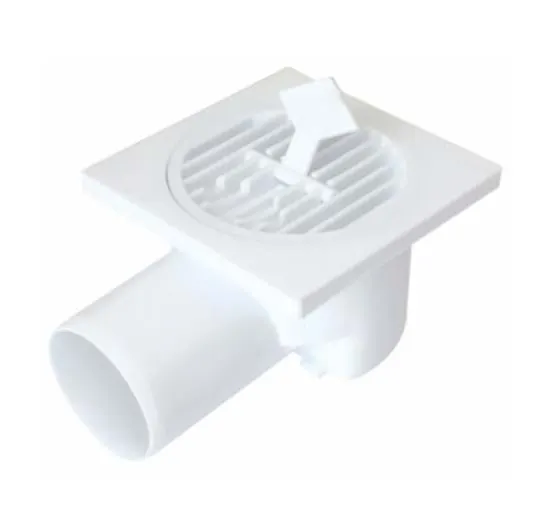 BEYAZ YER SÜZGECİ 15 x 15 cm - Ø 70 YANDAN ÇIKIŞ YER SİFONU