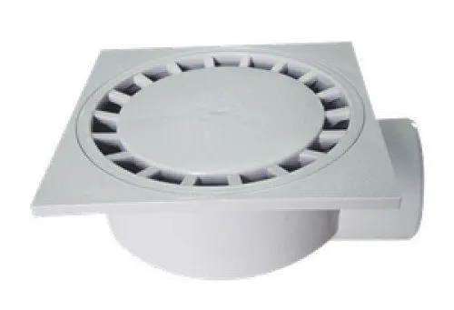 ÇAMUR KOVALI YER SÜZGECİ 25 x 25 cm - Ø 100 LÜK YANDAN ÇIKIŞ YER SİFONU YUVARLAK KAPAK