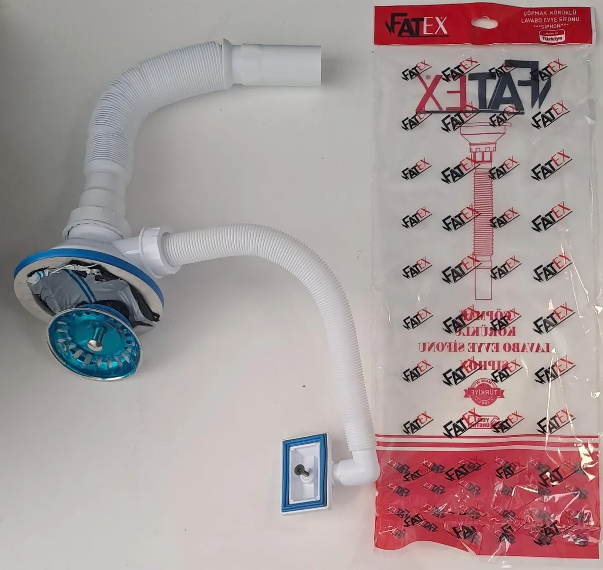 Fatex LÜX ÇÖP MAK Tekli Taşmalı Körüklü Sifon 110 / Ø 32 LİK Çıkışlı - Metal Bilyalı ( F-104-17 ) 2