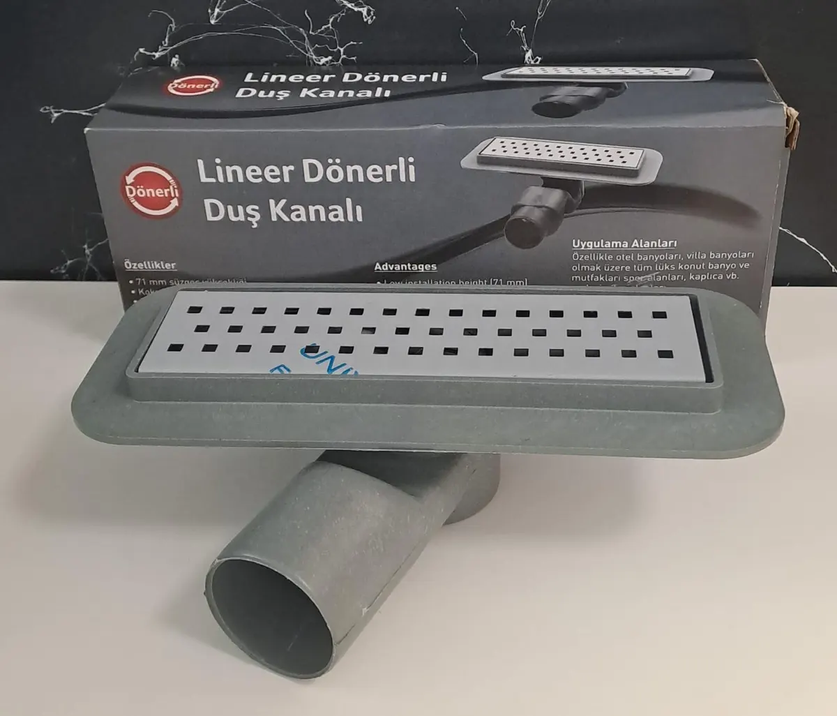 DUŞ KANALI ETEKLİ 20cm X Ø50 DÖNERLİ - EKO 3