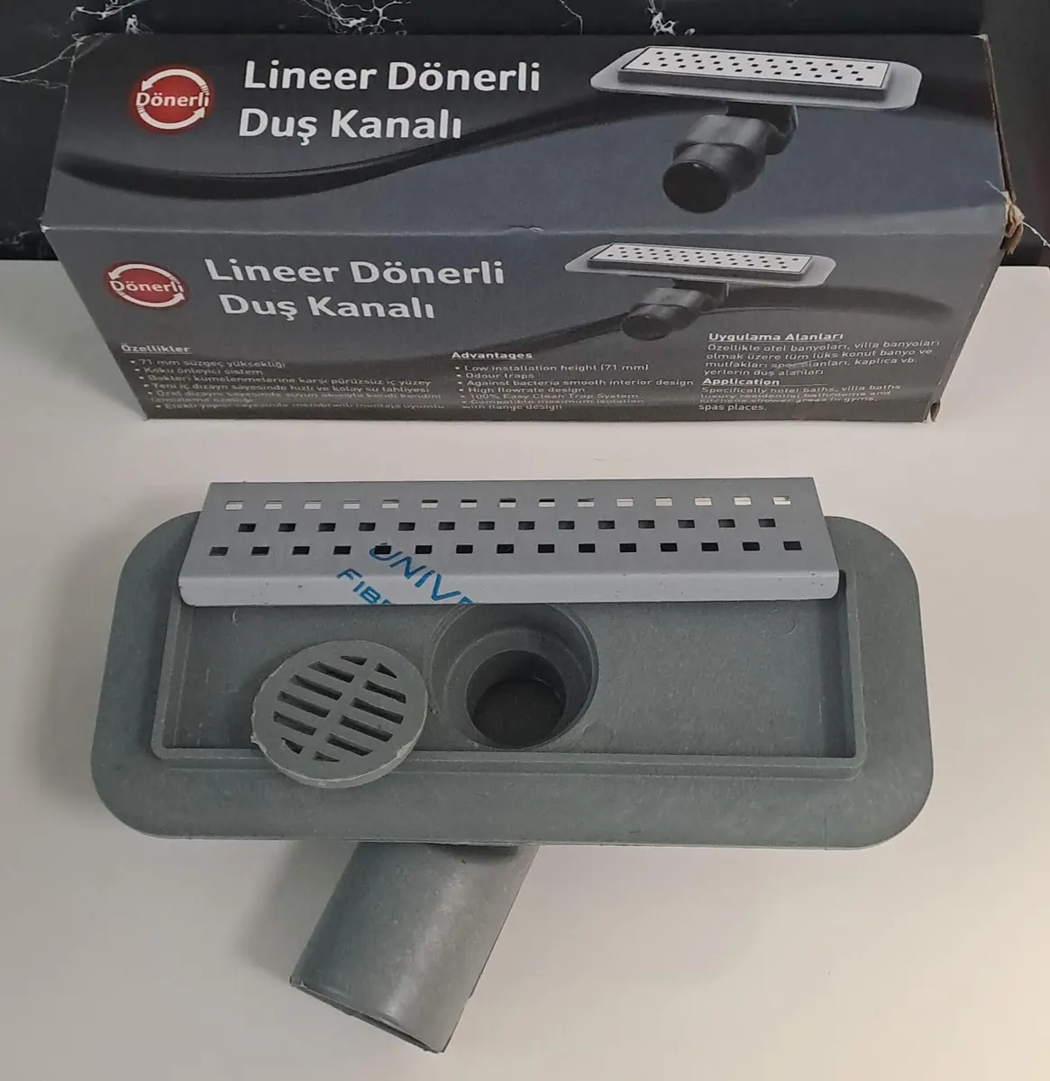 DUŞ KANALI ETEKLİ 20cm X Ø50 DÖNERLİ - EKO