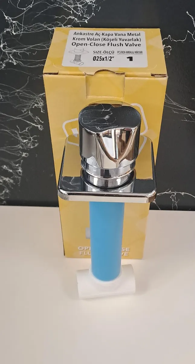 ANKASTRE AÇ KAPA VANA - KÖŞELİ YUVARLAK METAL KROM VOLAN Ø25x1/2