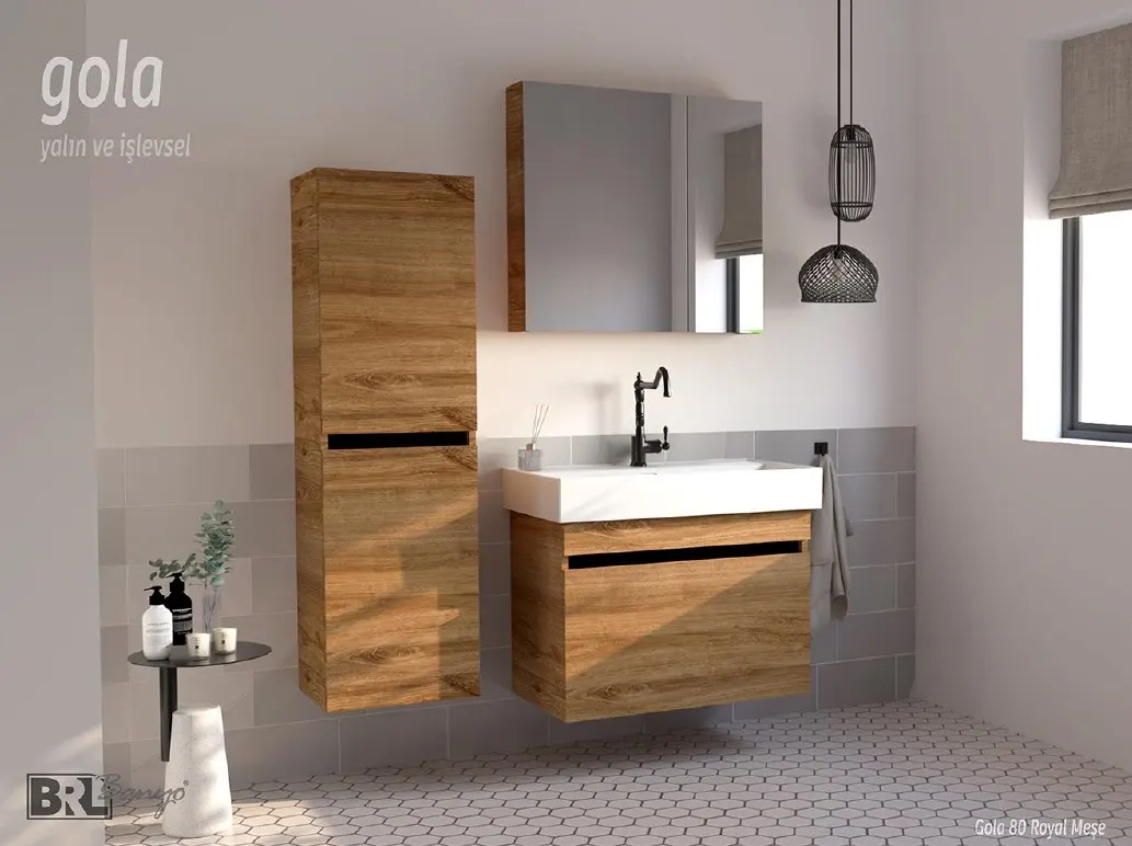 Hilton Banyo Dolabı - GOLA 80 Royal MEŞE 5