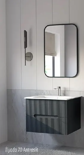 Hilton Banyo Dolabı - İlyada 70 MAT LAKE Antrasit