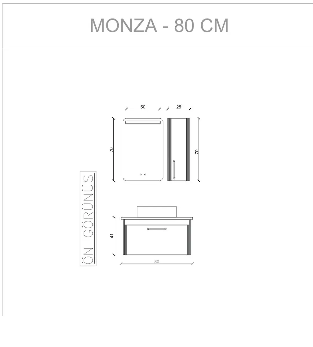 HİLTON BANYO DOLABI - MONZA 80 cm - KUMTAŞI 2