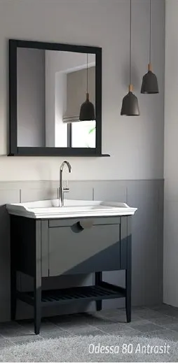 Hilton Banyo Dolabı - Odessa 80 MAT LAKE Antrasit