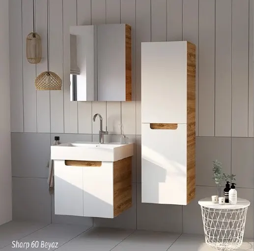 Hilton Banyo Dolabı - Sharp BOY Dolabı MAT LAKE Royal MEŞE / Beyaz 4