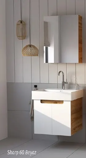 Hilton Banyo Dolabı - Sharp 60 Royal MEŞE / Beyaz
