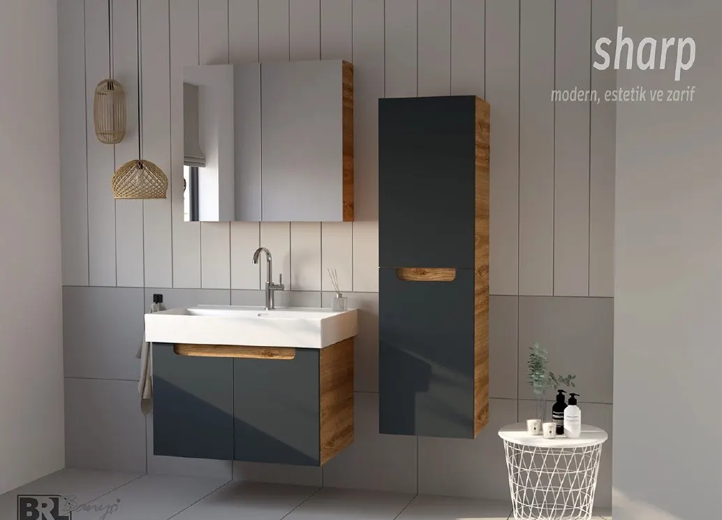 Hilton Banyo Dolabı - Sharp 60 Royal MEŞE / Antrasit 4