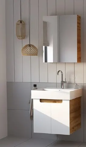 Hilton Banyo Dolabı - Sharp 80 Royal MEŞE / Beyaz