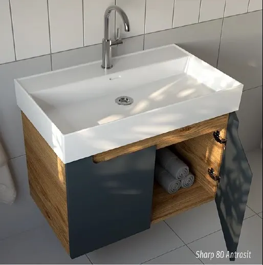 Hilton Banyo Dolabı - Sharp 80 Royal MEŞE / Antrasit 5