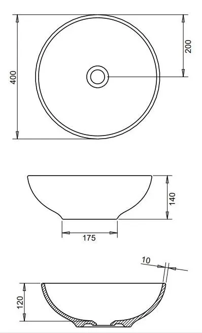 TOLEDO ÇANAK LAVABO 40cm TURAVİT - MAT ANTRASİT 2
