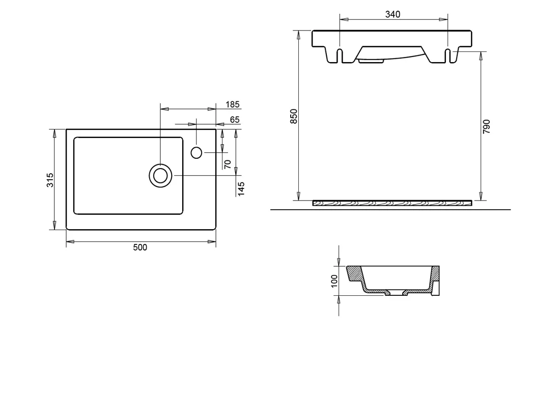 İDA ETEJERLİ LAVABO 32X50cm TURAVİT 2