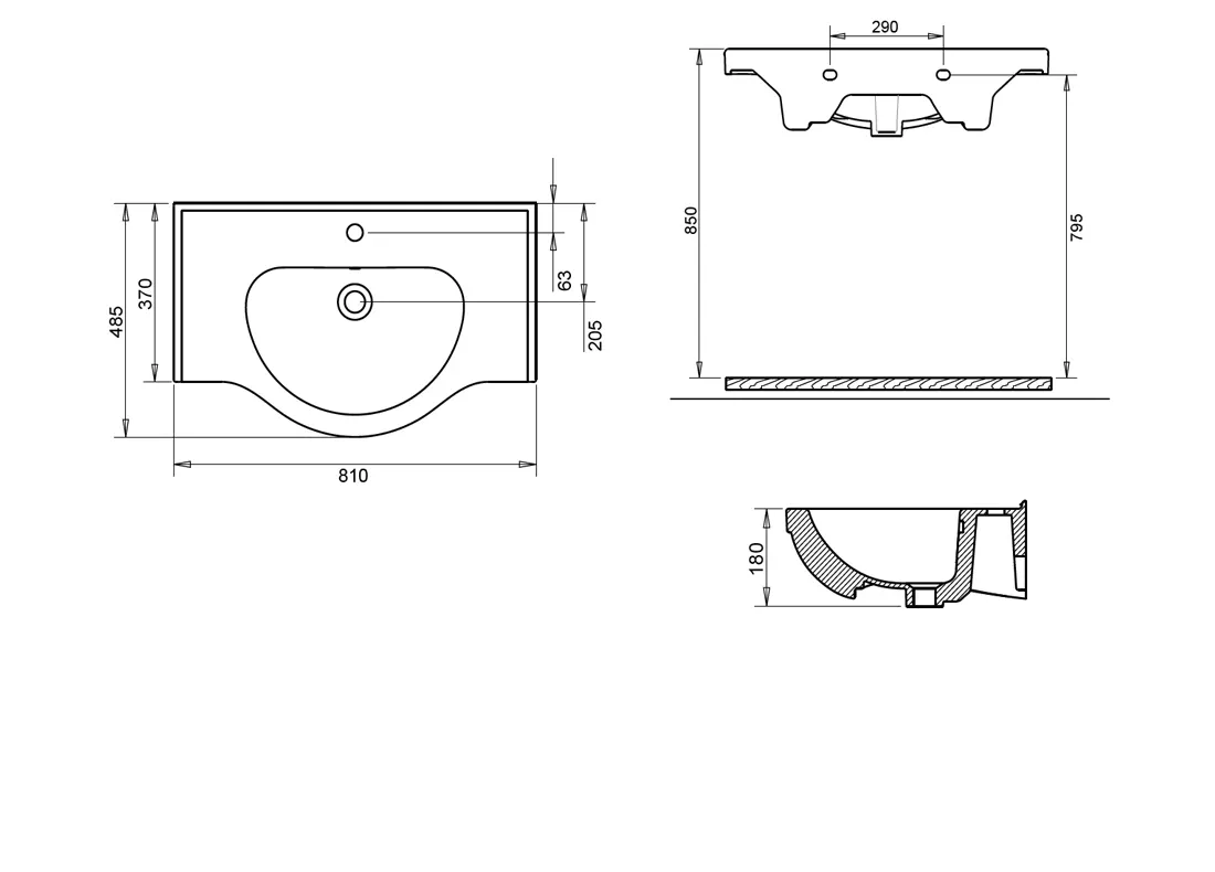 YAKAMOZ ETEJERLİ LAVABO 80cm TURAVİT 2