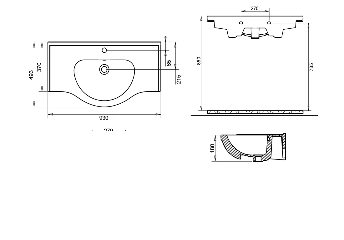 YAKAMOZ ETEJERLİ LAVABO 90cm TURAVİT 2