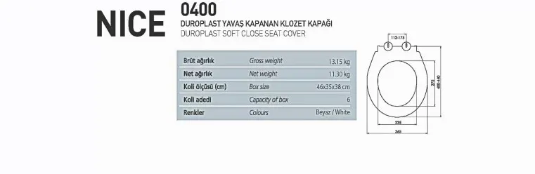 NKP NICE Yavaş Kapanan Klozet Kapağı ( Duroplast ) 2