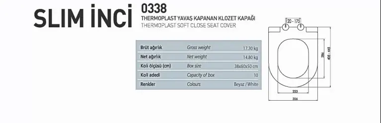 NKP SLİM İNCİ Yavaş Kapanan Klozet Kapağı ( Thermoplast ) 2