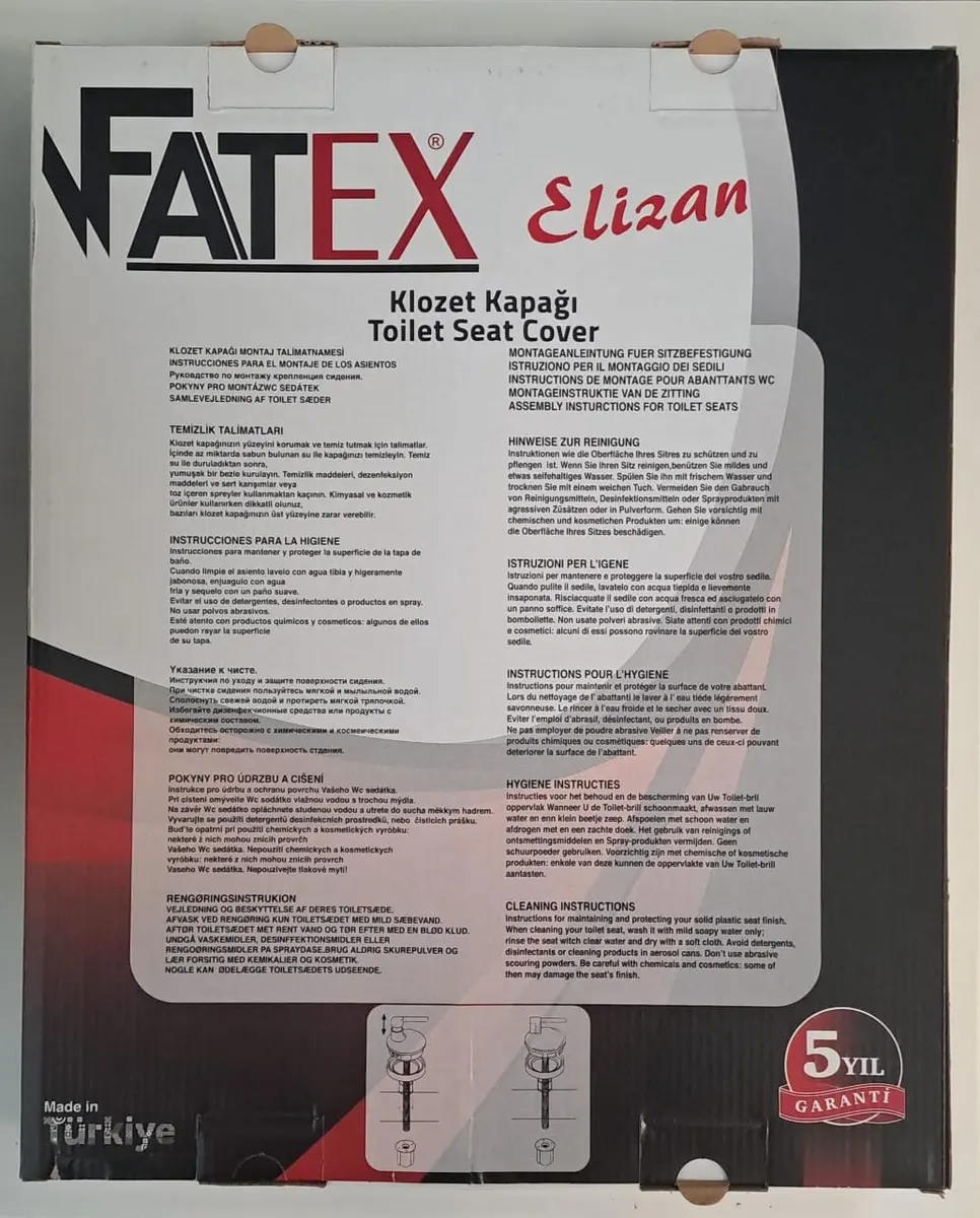 FATEX ELİZAN ( AKDENİZ ) ( 36,5 x 43,5 cm ) NORMAL KAPANAN PLASTİK KLOZET KAPAĞI 5