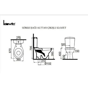 İdevit Gökkuşağı Alttan Çıkışlı Klozet + Rezervuar 2