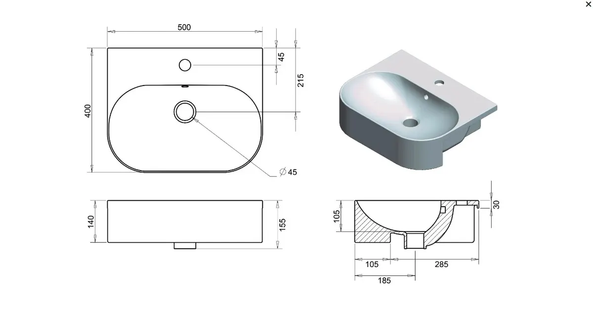 Nef Lavabo 40 x 50 cm (oval) TURAVİT
