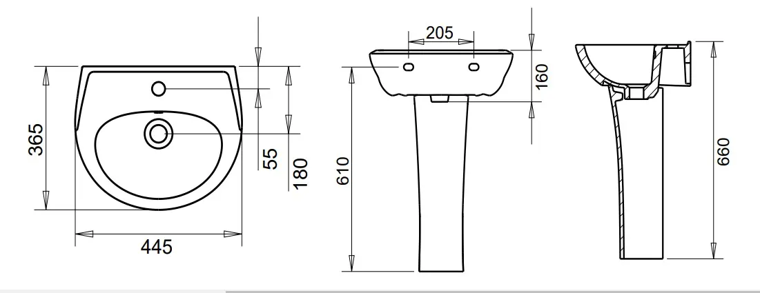 36X45 OVAL Lavabo + KISA Kolon AYAK ( Çocuk Lavabo + KISA Kolon AYAK ) Turavit 2