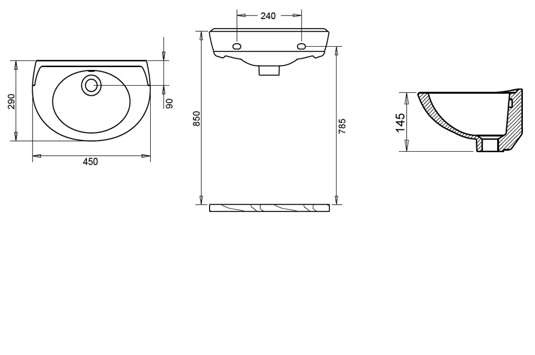 28X45 OVAL Lavabo Delikli Turavit 2