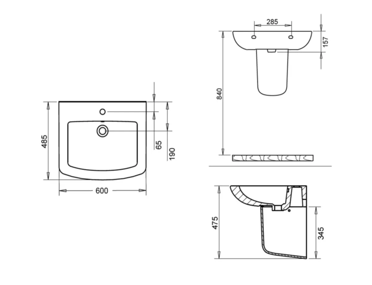PLAZA LAVABO 50X60cm + YARIM AYAK TURAVİT 2