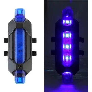 Şarjlı Bisiklet Işığı LED ÇOK Fonksiyonlu USB Girişli - MAVİ 2