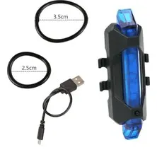 Şarjlı Bisiklet Işığı LED ÇOK Fonksiyonlu USB Girişli - MAVİ 6