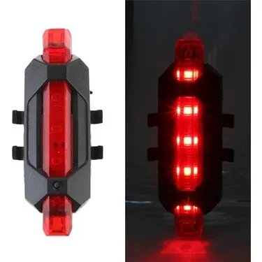 Şarjlı Bisiklet Işığı LED ÇOK Fonksiyonlu USB Girişli - Kırmızı