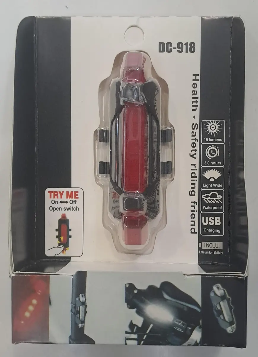 Şarjlı Bisiklet Işığı LED ÇOK Fonksiyonlu USB Girişli - Kırmızı 11