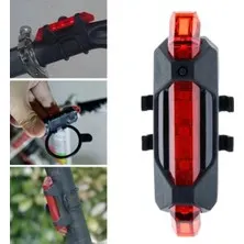 Şarjlı Bisiklet Işığı LED ÇOK Fonksiyonlu USB Girişli - Kırmızı 2