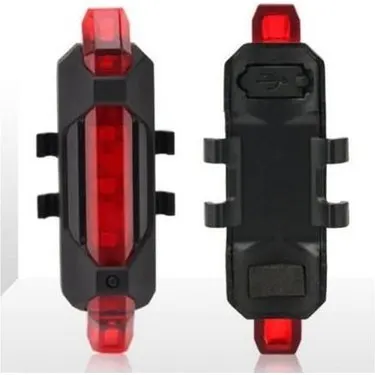 Şarjlı Bisiklet Işığı LED ÇOK Fonksiyonlu USB Girişli - Kırmızı 7