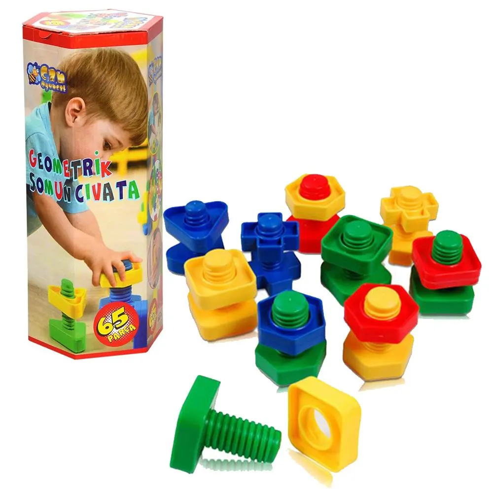 CAN Oyuncak - Geometrik Somun Civata 65 Parça