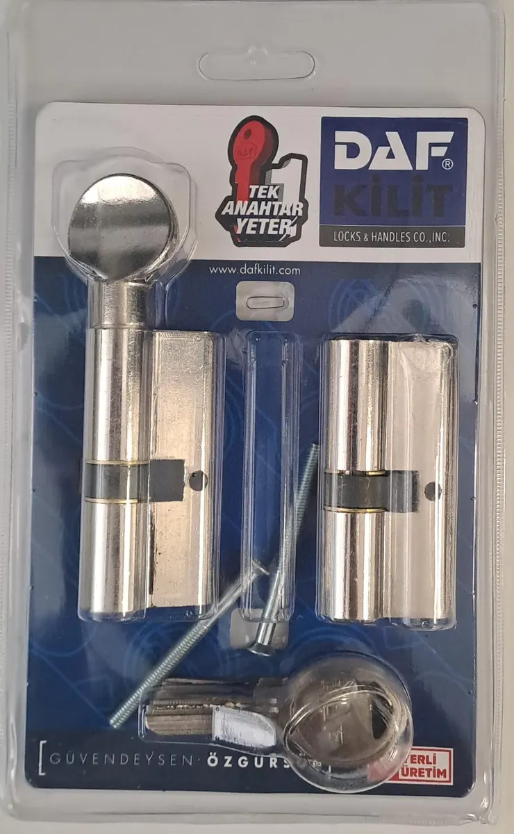DAF 68 mm BİLYALI ÇELİK KAPI SİLİNDİR SETİ (SATEN) - İKİZ BAREL 2
