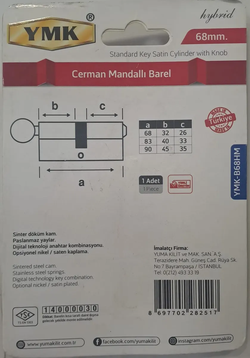 YMK 68 mm CERMAN HYBRİD SATEN MANDALLI BAREL YMK-B68HM 2