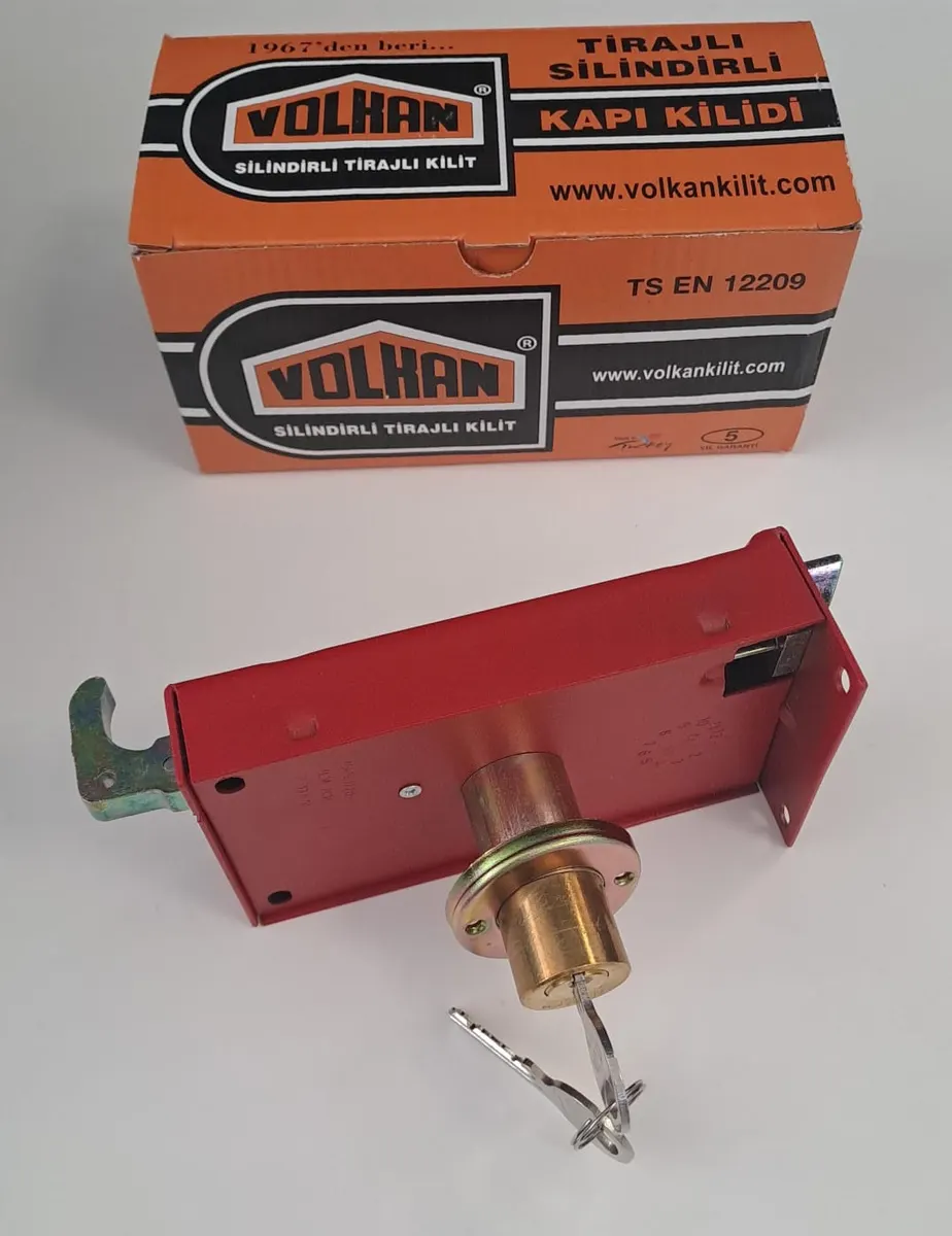 VOLKAN SİLİNDİRLİ TRAJLI ( TİRAJLI ) KİLİT KARE 14 cm SİLİNDİRLİ TRAJLI ( TİRAJLI ) KİLİT - DEMİR KAPI KİLİDİ 3