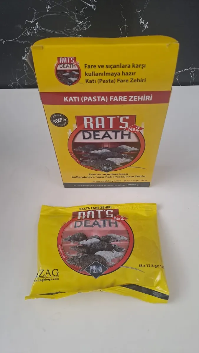 ZAG KİMYA RATS DEATH FARE ZEHİRİ KATI ( PASTA ) 8 x 12,5 gr : 100 gr 2