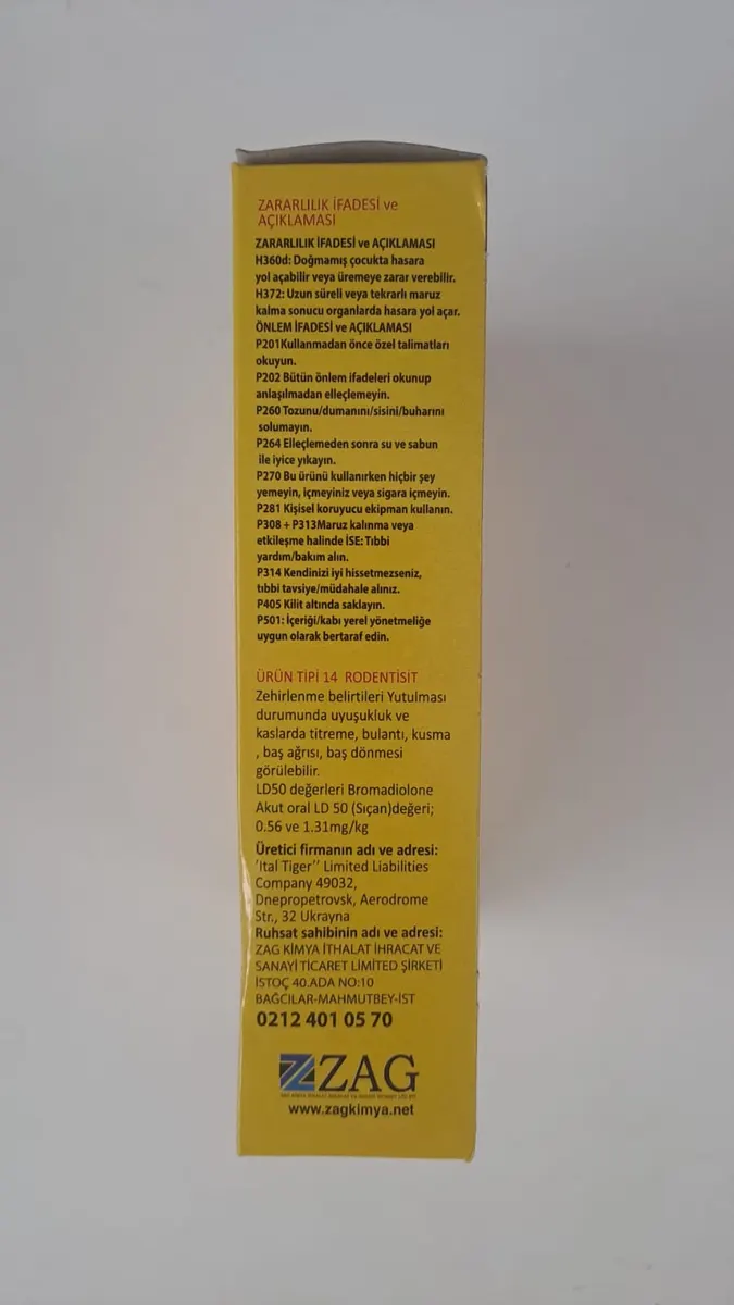 ZAG KİMYA RATS DEATH FARE ZEHİRİ KATI ( PASTA ) 8 x 12,5 gr : 100 gr 5