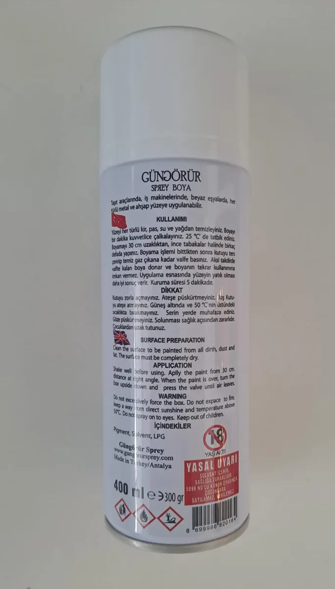 GÜNGÖRÜR SPREY BOYA 400 ml - BEYAZ 2