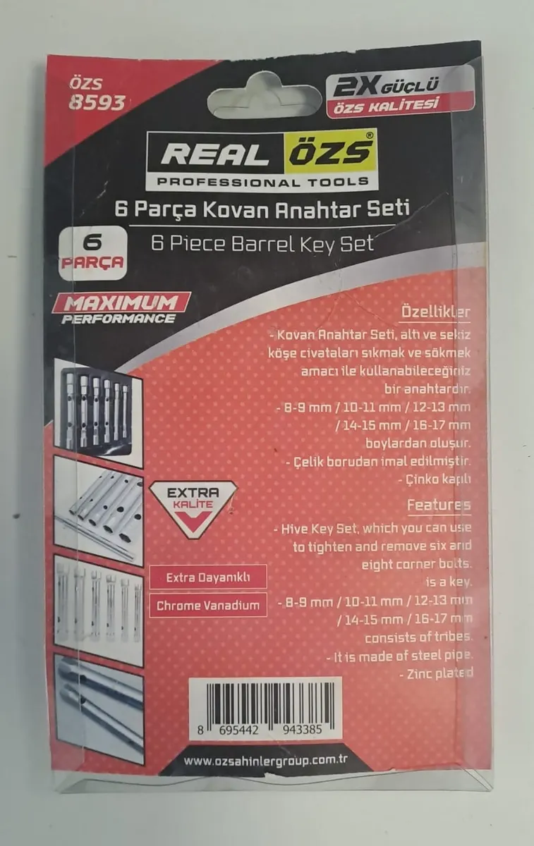 REAL ÖZS 6 Parça Kovan Anahtar SETİ Özs-8593 2
